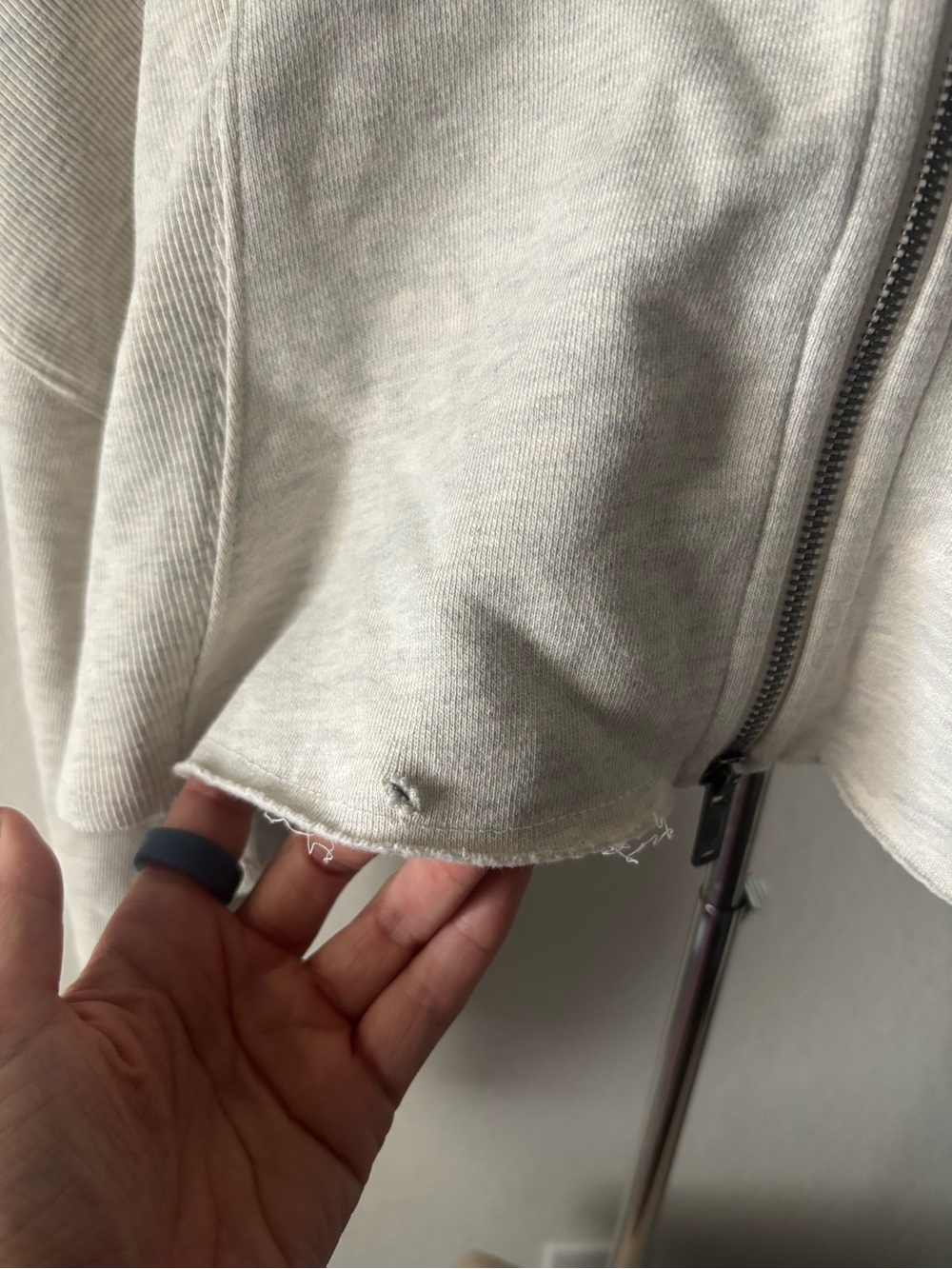 FP Movement For The Win Micro Zip Hoodie Oatmeal Heather Crop Womens M *FLAW - Picture 7 of 7
